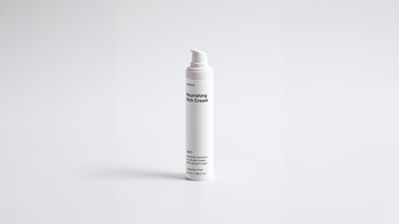 Arneux NIGHT nourishing rich cream pump bottle, front label on white background