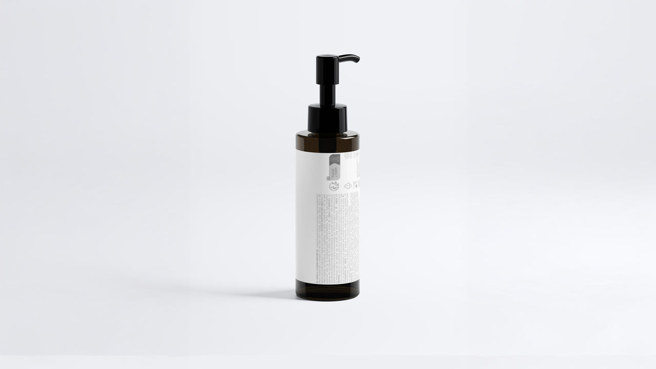 NOURISH omega 6-9 body oil bottle back label and side view on white background