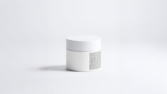RESCUE keratin intensive hair mask jar side view showing back label text on grey background