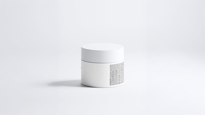 RESCUE keratin intensive hair mask jar side view showing back label text on grey background