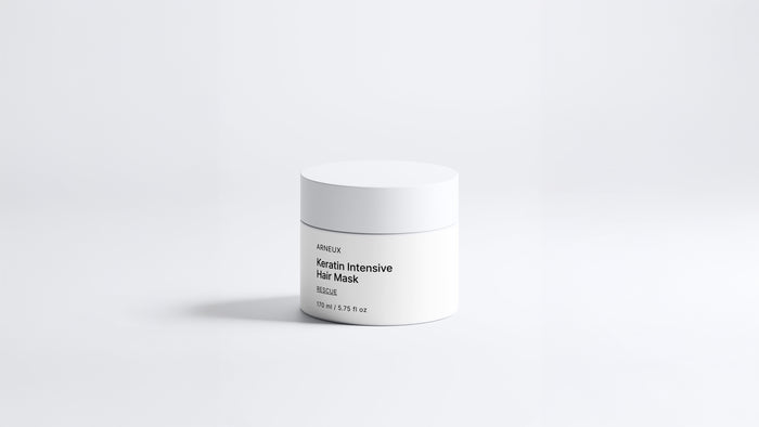 Arneux RESCUE keratin intensive hair mask white jar, front label on white background
