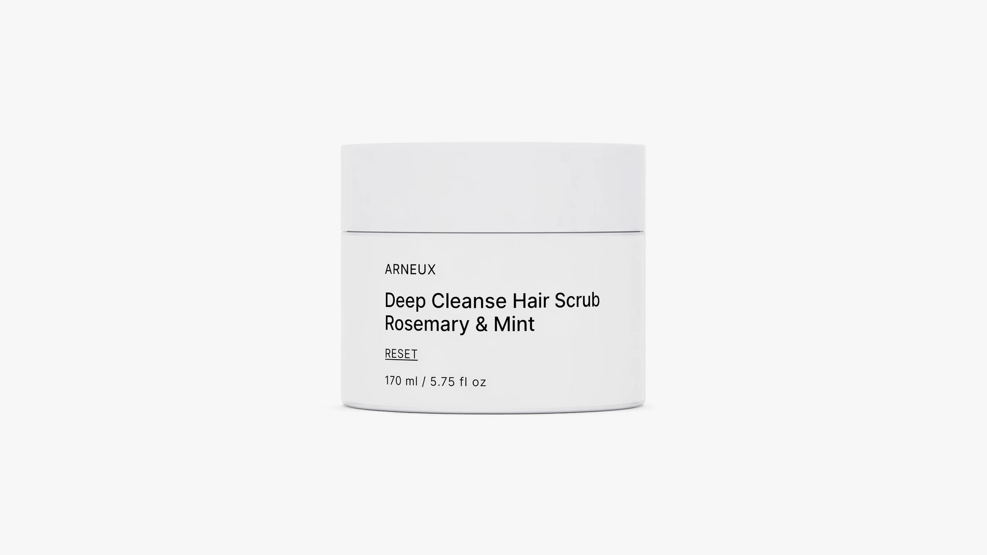 Arneux RESET deep cleanse hair scrub rosemary and mint white jar, front label on white background