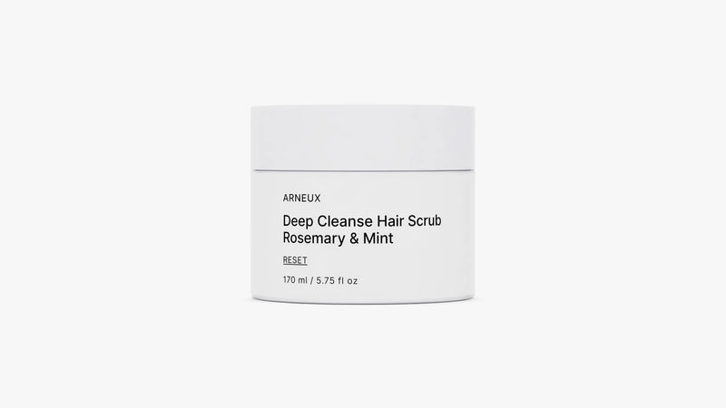Arneux RESET deep cleanse hair scrub rosemary and mint white jar, front label on white background