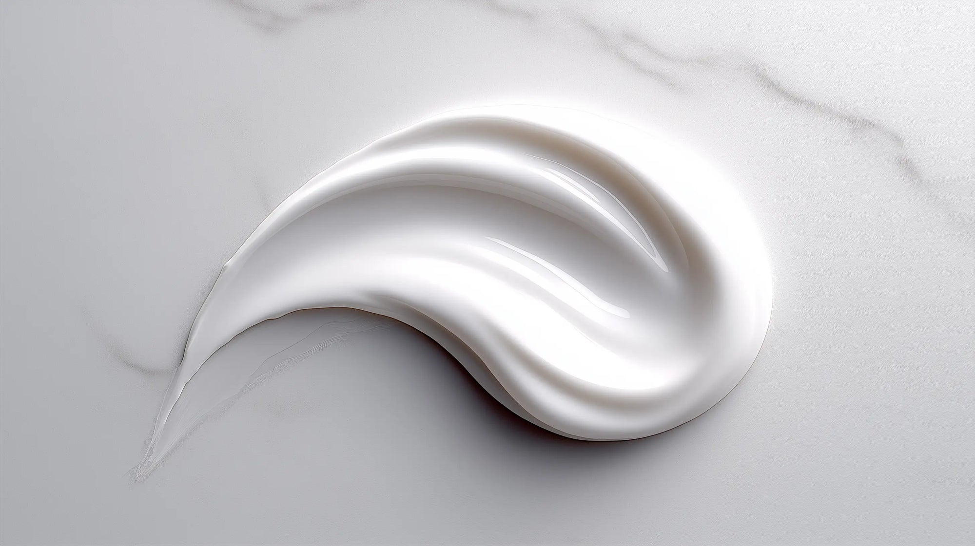 Sensitive skin overnight cream soft texture swatch on white marble, lightweight creamy consistency