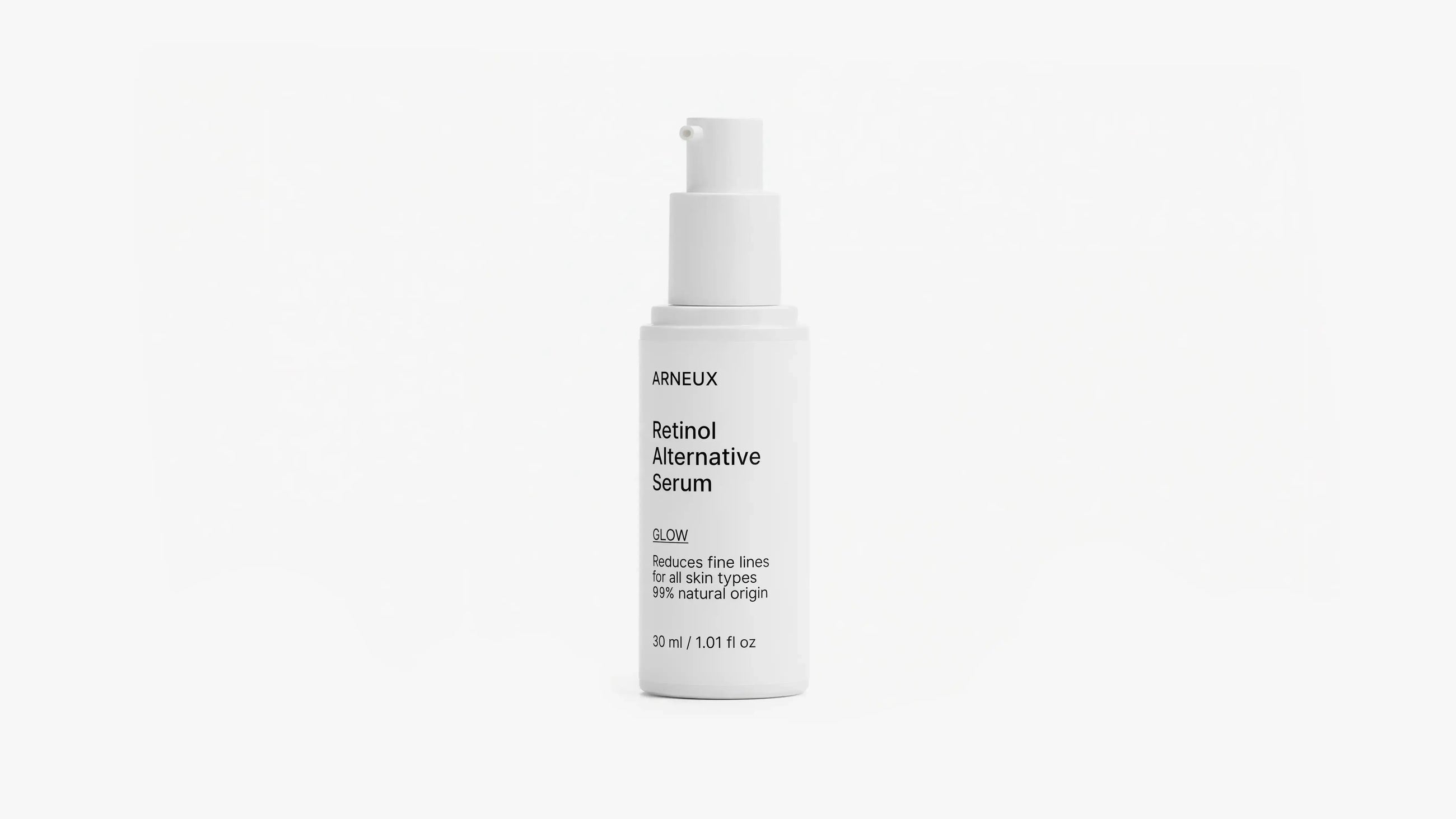 A white cylindrical pump bottle of ARNEUX Retinol Alternative Serum, shown against a clean white background