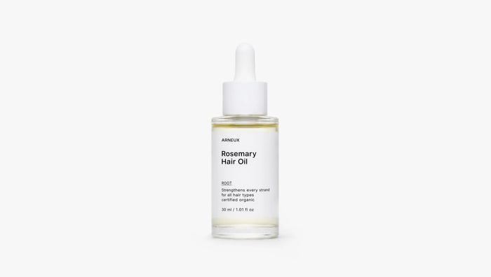 Arneux ROOT rosemary hair oil dropper bottle, front label on white background