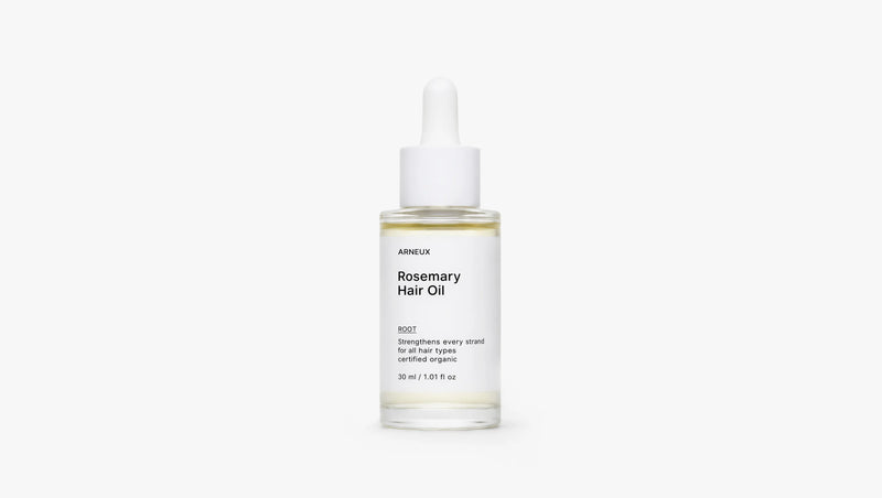Arneux ROOT rosemary hair oil dropper bottle, front label on white background