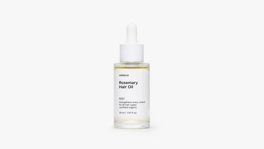 Arneux ROOT rosemary hair oil dropper bottle, front label on white background