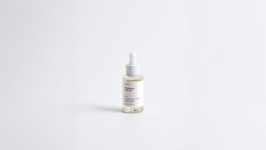 Arneux ROOT rosemary hair oil dropper bottle, front label on white background