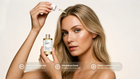 Woman dropping ROOT rosemary hair oil onto scalp, supports hair growth weightless finish shine callouts