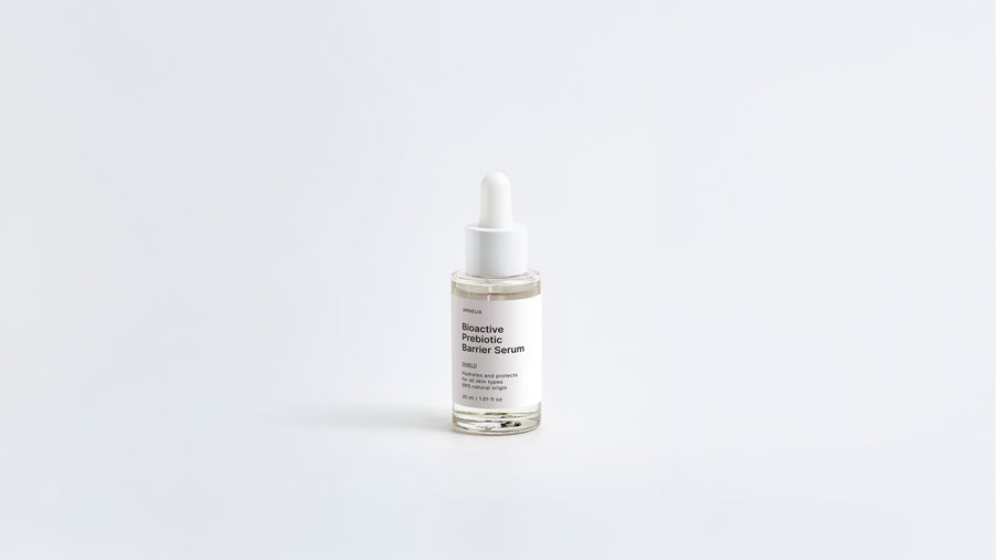 Arneux SHIELD bioactive prebiotic barrier serum dropper bottle, front label on white background
