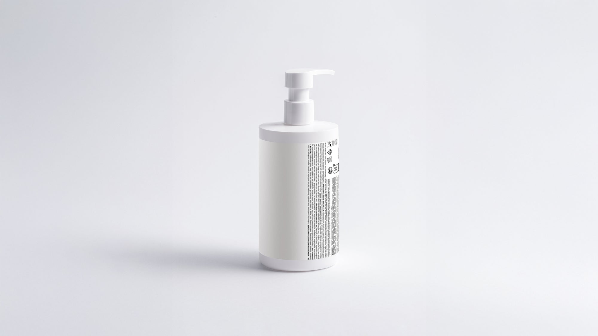 SMOOTH keratin volume boost conditioner bottle side view showing back label on grey background