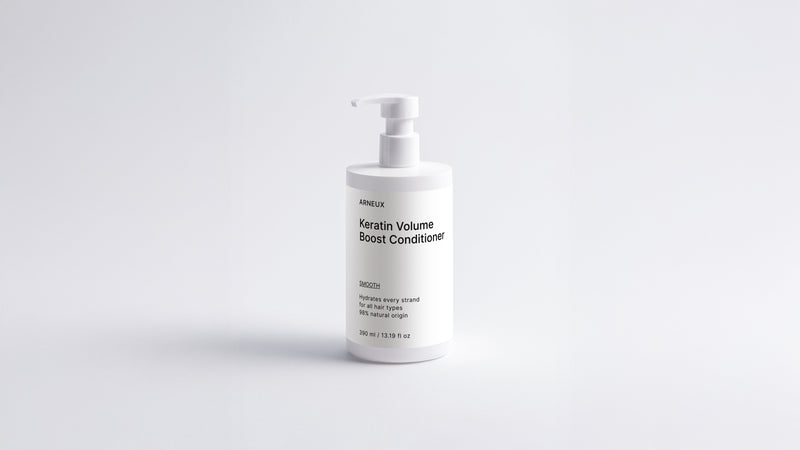 Arneux SMOOTH keratin volume boost conditioner pump bottle, front label on white background