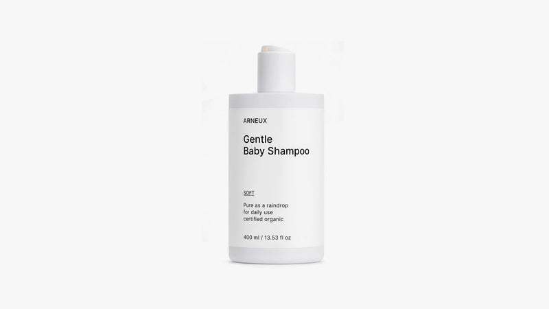 Arneux SOFT gentle baby shampoo pump bottle, front label view on light grey background