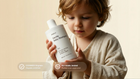 Young boy holding SOFT baby shampoo, COSMOS Organic certified EU-made tested pediatrician approved callouts