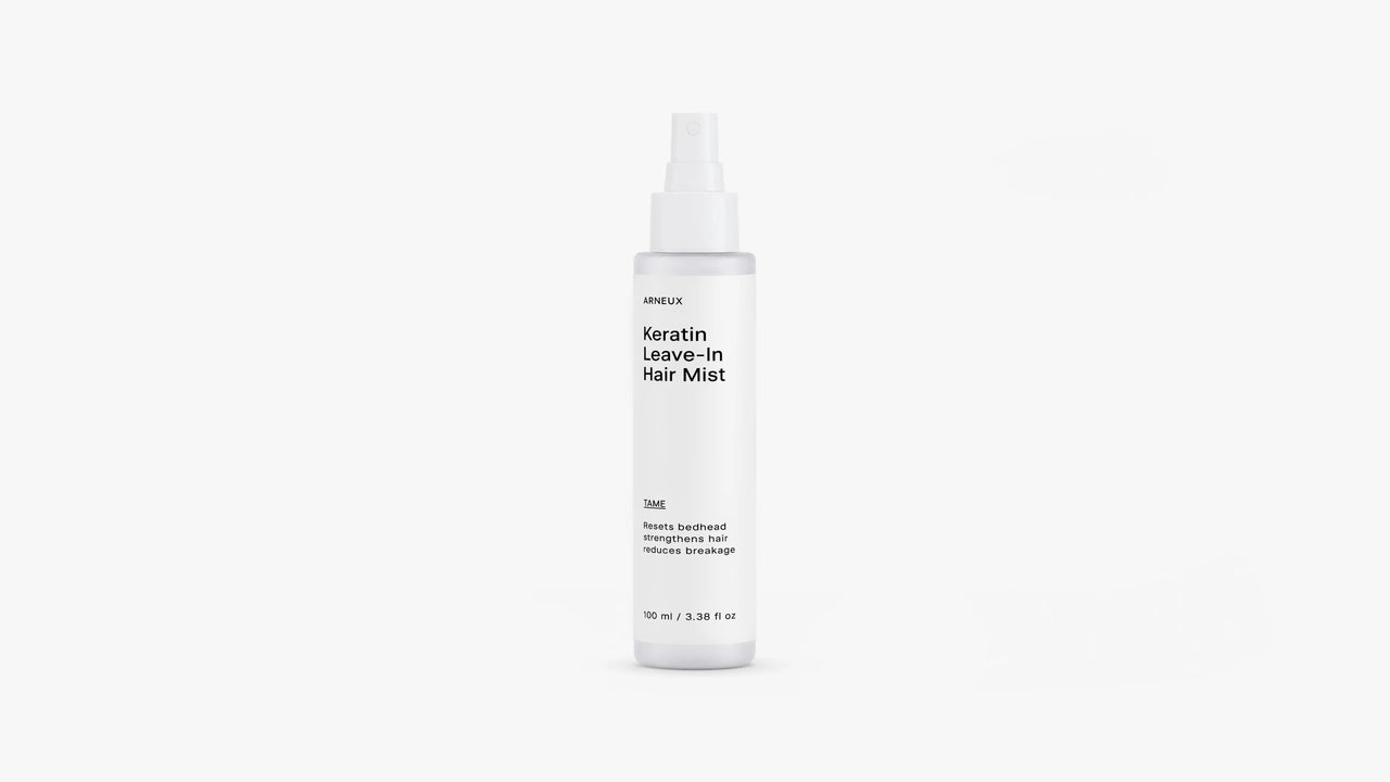 ARNEUX TAME keratin leave-in hair mist spray bottle, front label on white background