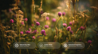 Sunlit pink clover and wild meadow flowers with natural soy wax, cotton wick and botanical fragrance callouts