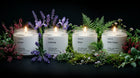 ARNEUX ILLUMINATE candle set with lavender and wild flower botanicals on dark background